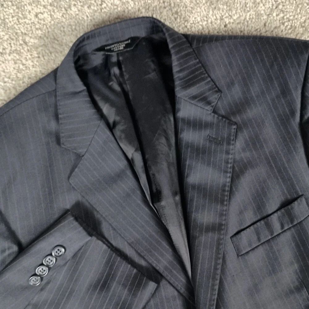 Pronto Uomo Couture Blazer 43R Mens Navy Blue 2 Color Pinstripe Super 120s Wool